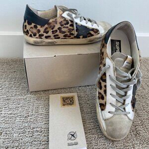 Golden Goose Superstar Leopard Suede Toe Sneakers Sz 40
